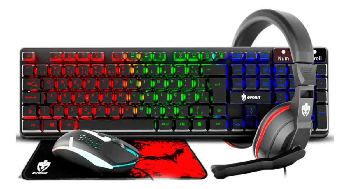 Combo EG-54 Starter Preto Com Teclado, Mouse, Mousepad E Headset - imagem 1