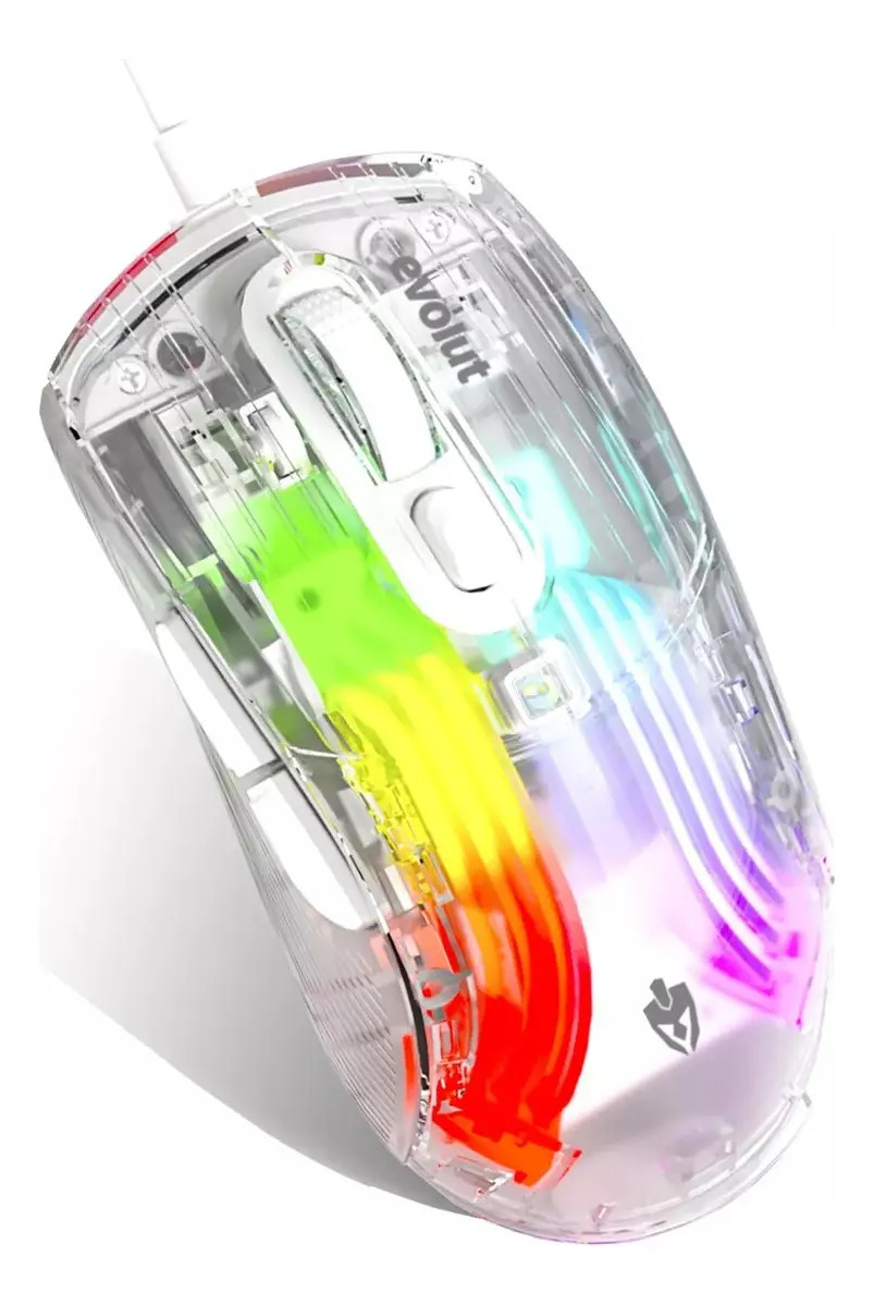 Mouse EG-114 Lumini Evolut Gamer Transparente Rgb Usb - imagem 1